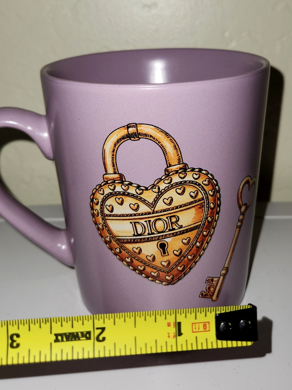 🔥Not Restock🔥 20 OZ Ceramic Coffee Mug Gold Heart Lock Lavender  Made In USA - Picture 4 of 7
